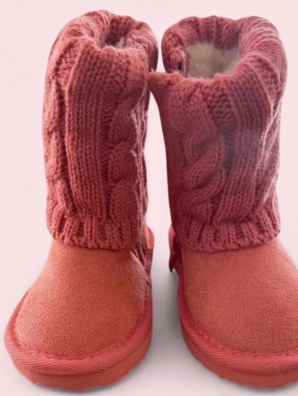 Toddler Salmon Pink Knit Winter Boots US Small